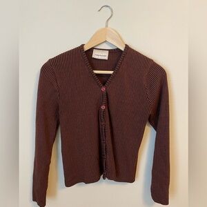 Sixty-Two East- Maroon Ribbed Cardigan - Size S